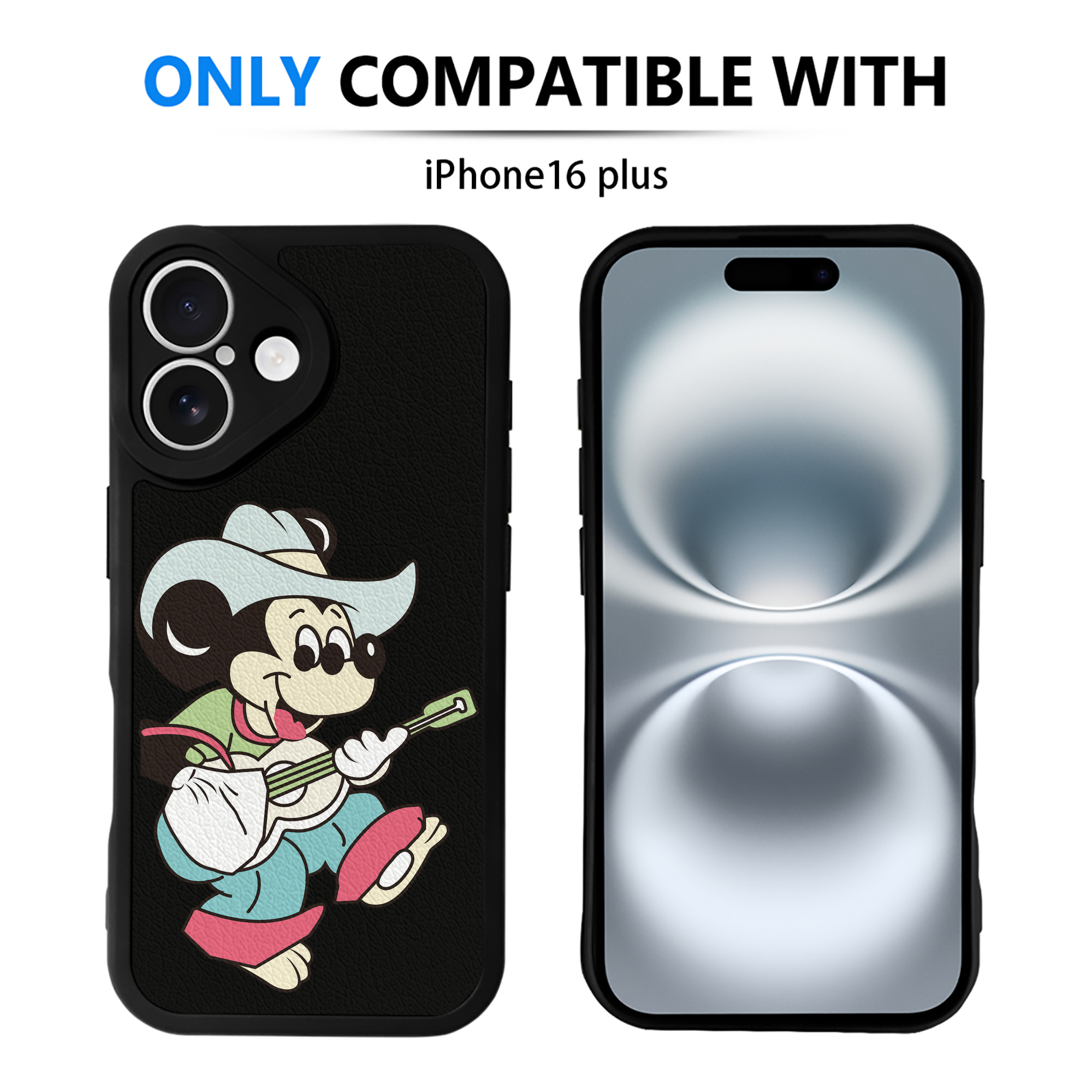 （画像用） ミッキーマウス Mickey Mouse 【iPhone 16シリーズ対応】シリコンスマホケース（レザー調） 材質：シリコン